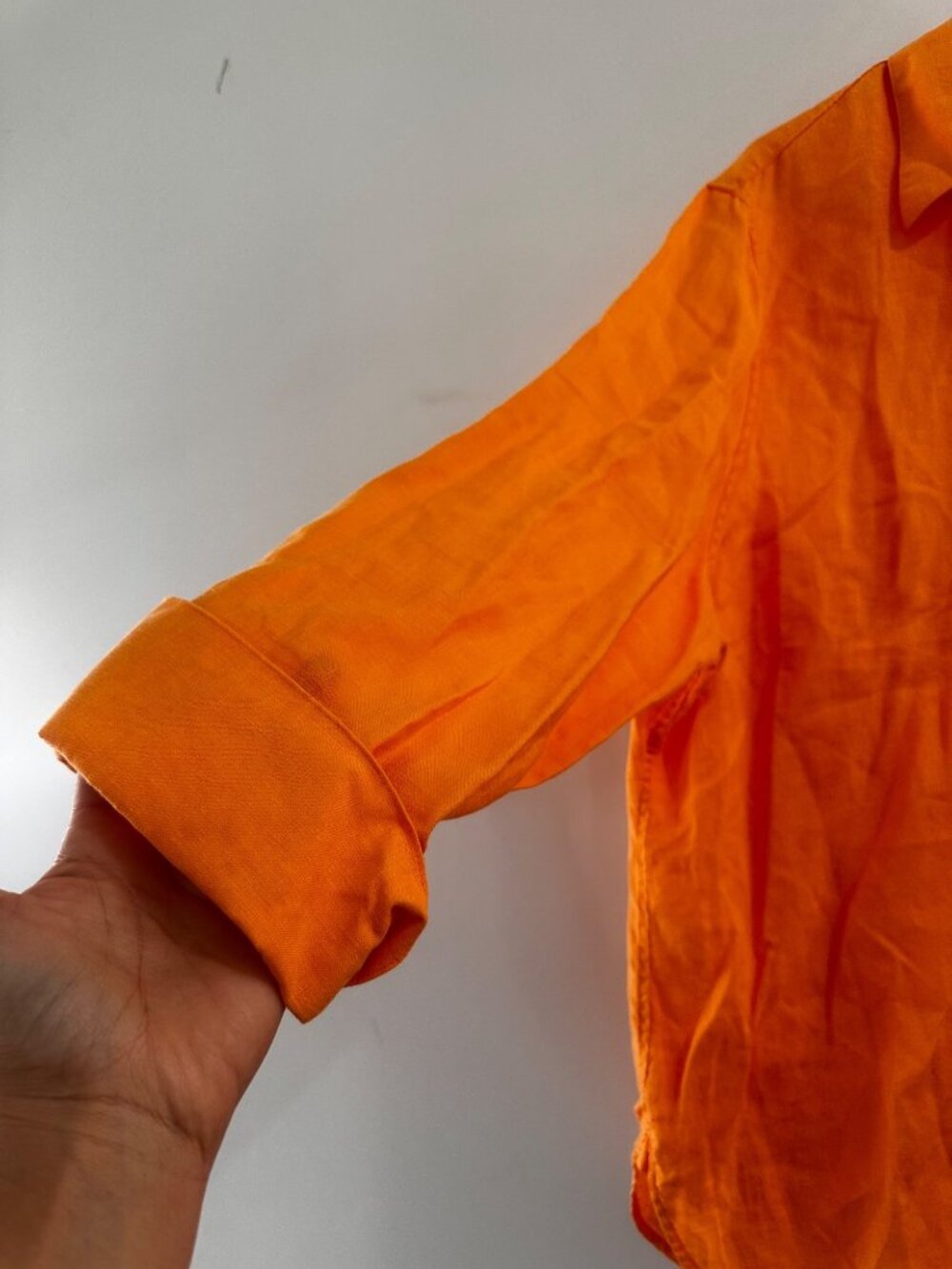 Chicos 100% Linen Button Down Shirt Tunic Womens 2XL 4 Orange Lagenlook Coastal - Picture 13 of 15